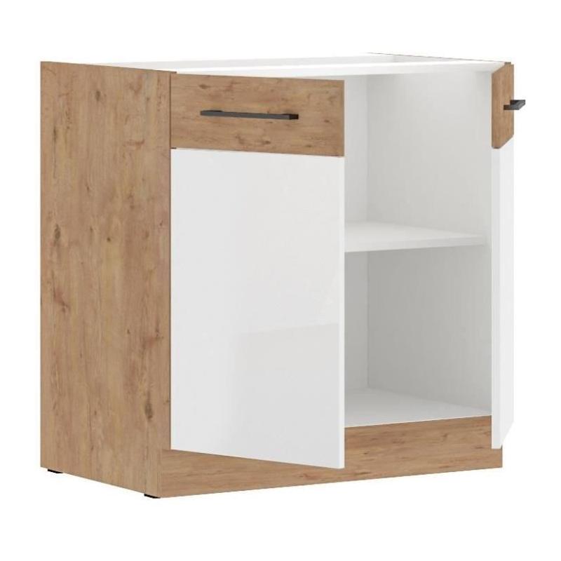 Meuble bas ROCK - Chêne Lancelot et Blanc - 80 cm
