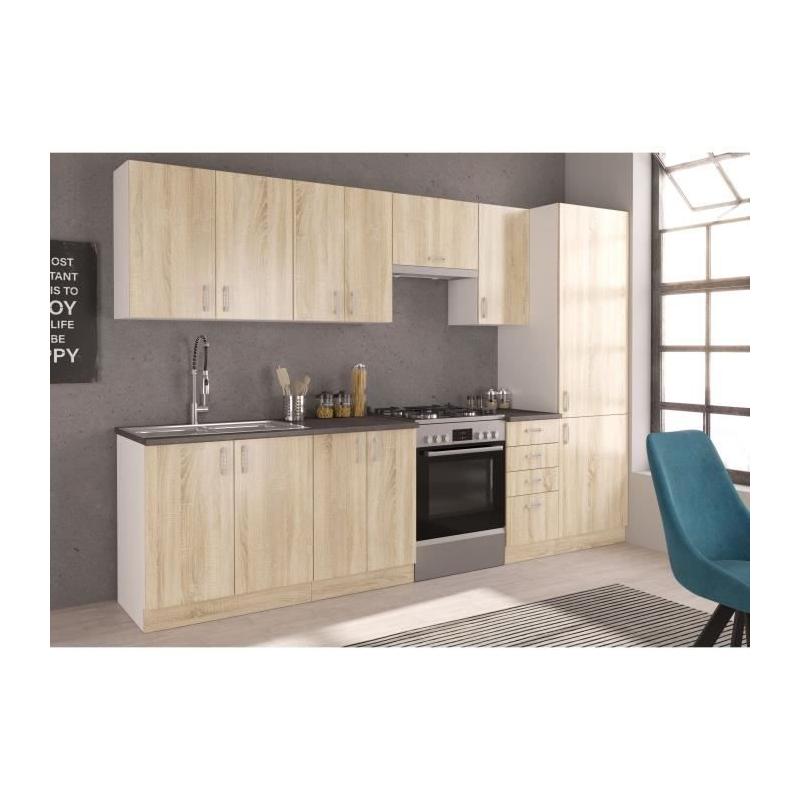 Meuble bas four chene sonoma - Livraison compacte