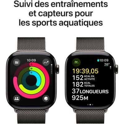 Apple Watch Series 10 GPS + Cellular 46mm Titanium Slate - Bracelet Milanais Slate - S/M