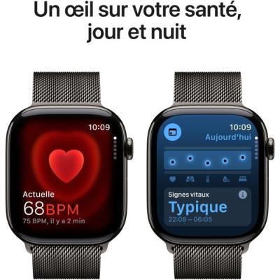 Apple Watch Series 10 GPS + Cellular 46mm Titanium Slate - Bracelet Milanais Slate - S/M