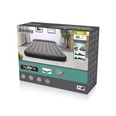 Bestway Matelas gonflable Tritech 2 places avec pompe électrique intégrée 2,03 m x 1,52 m x 30 cm