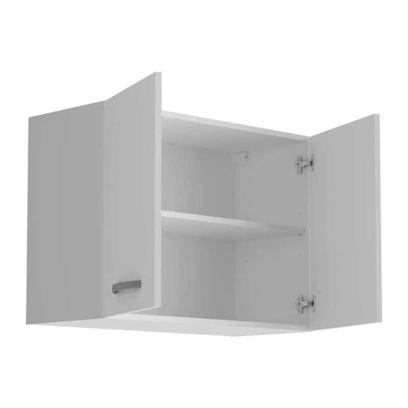 Meuble haut 2 portes OSLO - Blanc - L 80 x P 36 x H 58 cm