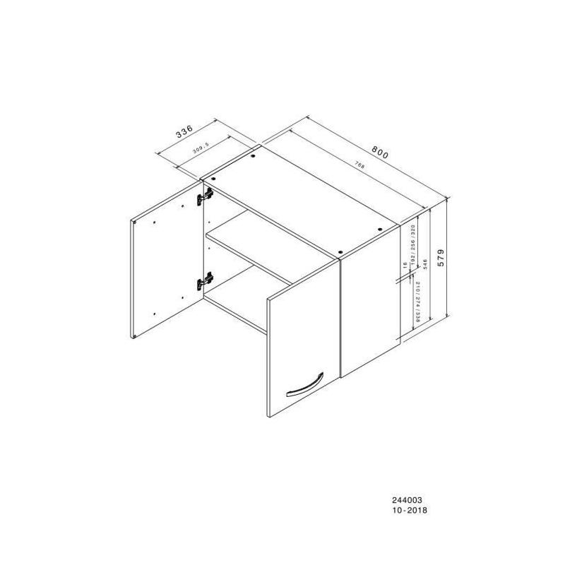 Meuble haut 2 portes OSLO - Blanc - L 80 x P 36 x H 58 cm