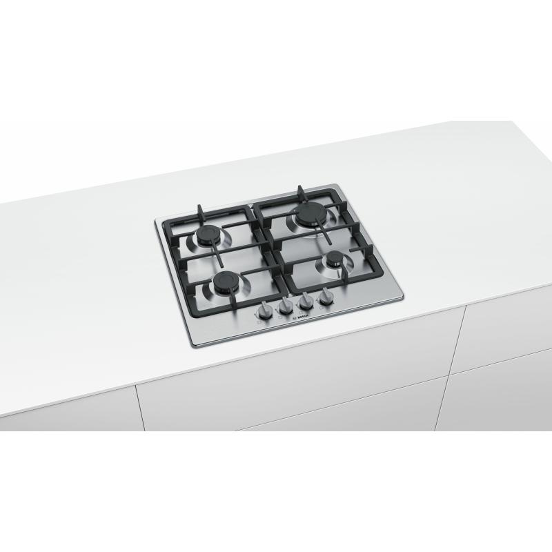 Bosch Serie 4 PGP6B5B90 plaque Acier inoxydable Intégré 60 cm Gaz 4 zone(s)