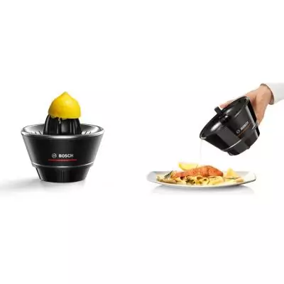 Bosch MCP72GPB presse-agrumes Plastique, Acier inoxydable Noir, Transparent