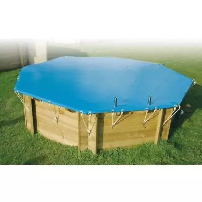 Bâche piscine bois UBBINK 300x490 - Bleue 550gr