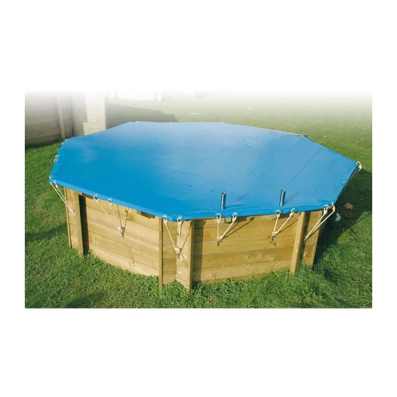 Bâche piscine bois UBBINK 300x490 - Bleue 550gr