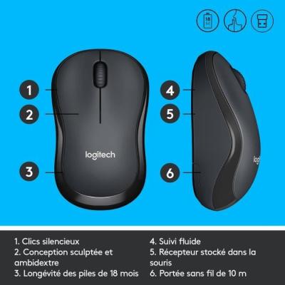 Souris Logitech M220 Silent Sans Fil - Silencieuse Noir