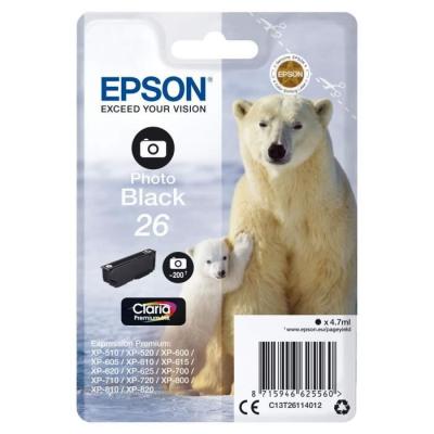 Cartouche d'encre EPSON T2611 Noir photo - Ours Polaire | Imprimante - Longueur: 11cm, Largeur: 14cm, Hauteur: 3cm