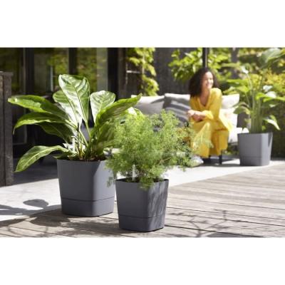 Pot de fleur Elho Plastique Carré Greensense Aqua Care Gris Charbon 15L