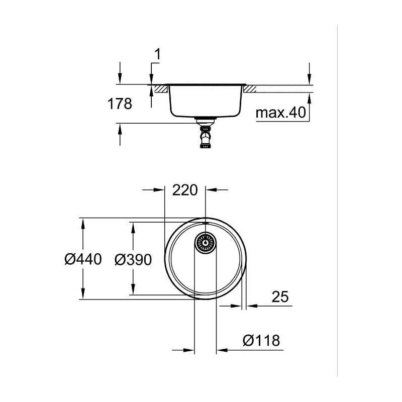 Evier de cuisine en acier inoxydable GROHE K200 - Compact et élégant