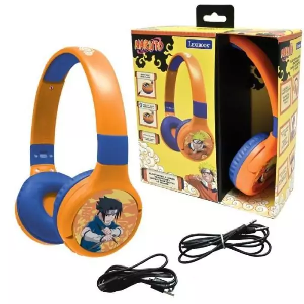 Casque 2 en 1 Bluetooth et Filaie confortable et pliable avec limitation de son Naruto