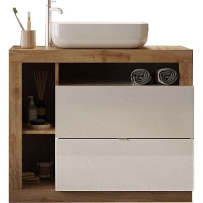 Ensemble Meuble salle de bain HAMBOURG L78 - Design épuré - Chêne clair et blanc