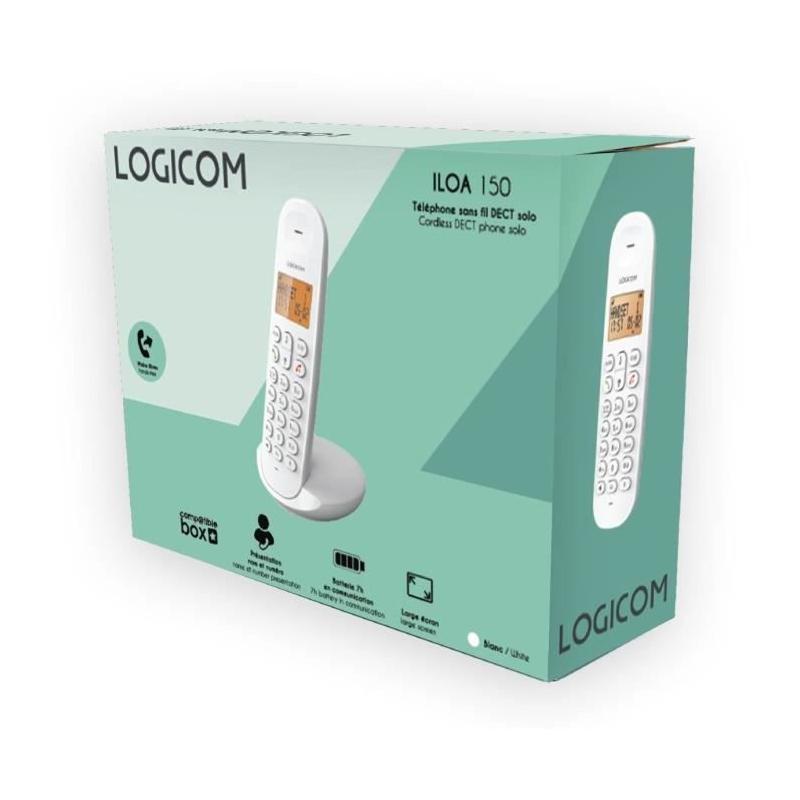 Téléphone fixe sans fil LOGICOM DECT ILOA 150 SOLO - Blanc - Compact et pratique