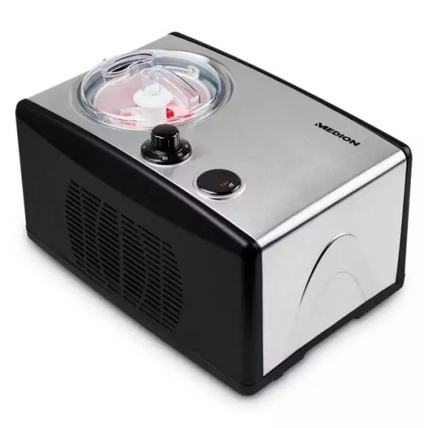 Sorbetiere Yaourtiere - MEDION MD18387 – 150W – de -18 a -35°C – 1,5L de glace – Écran LCD – Noir/Alu