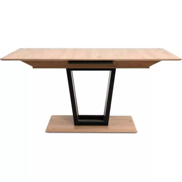 Table extensible - SORIA - Rectangulaire - 10 personnes - 160/200 x 76 x 90 cm - Noir / Chene artisan