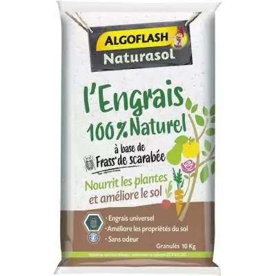 Engrais 100% Naturel Complet à Base de Fumier de Scarabée - ALGOFLASH NATURASOL - 10 kg