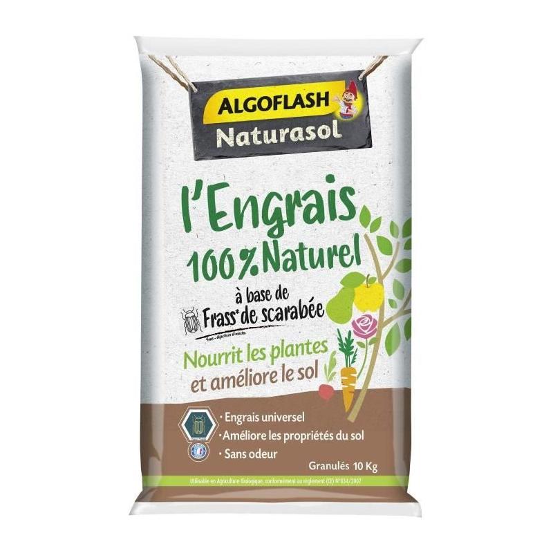 Engrais 100% Naturel Complet à Base de Fumier de Scarabée - ALGOFLASH NATURASOL - 10 kg