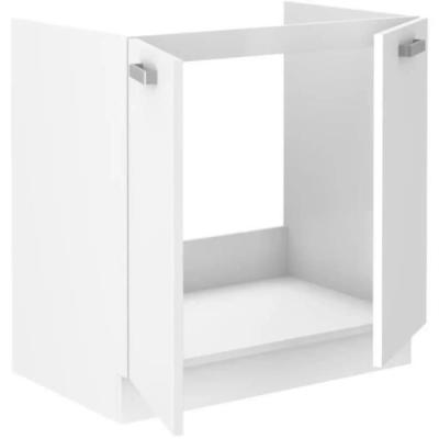 Meuble sous-évier 2 portes - Décor blanc - L 80 x H 82 x P52 cm