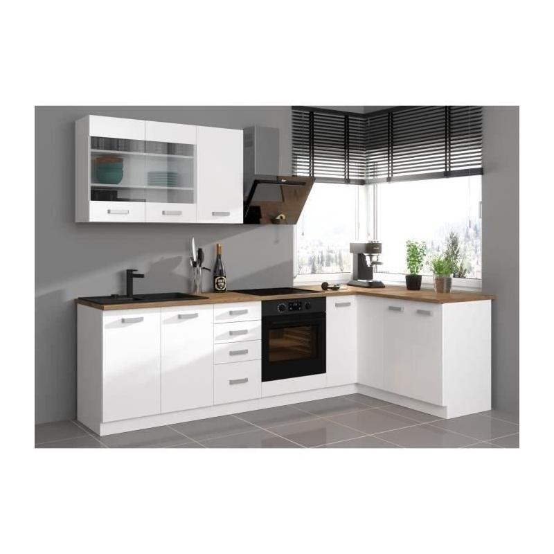 Meuble sous-évier 2 portes - Décor blanc - L 80 x H 82 x P52 cm