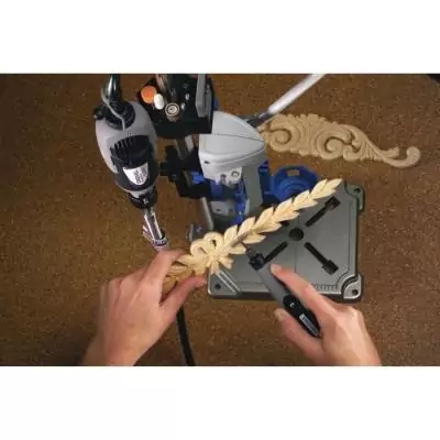 Support vertical de perceuse DREMEL 220 - Réglage par incréments de 15 degrés Support vertical de perceuse DREMEL 220 - Réglage par incréments de 15 degrés