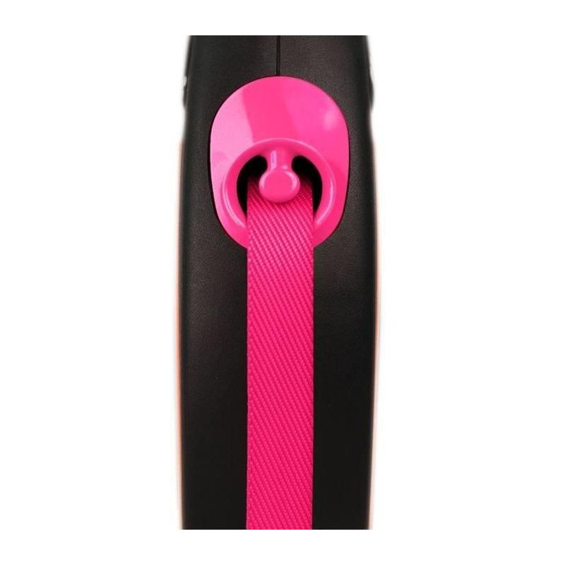 Laisse sangle TRIXIE flexi New NEON - Taille S - 5m - Rose fluo - Pratique et flashy