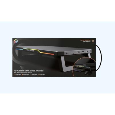 Réhausseur d'écran - NOVA GAMING - Celestium - Hub intégré - LED RGB - Noir