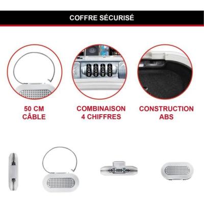 Mini Coffre-fort Portable - MASTER LOCK - Blanc - Avec Câble