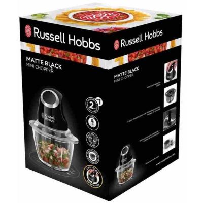 Mini Hachoir RUSSELL HOBBS Desire 24662-56 - Puissant 200W - Bol en verre 1 L - Lames inox - Noir mat