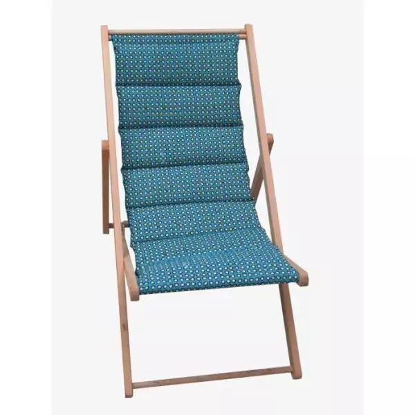 JARDIN PRIVE Chilienne matelassée Douala - Toile amovible - Structure en bois - Bleu canard