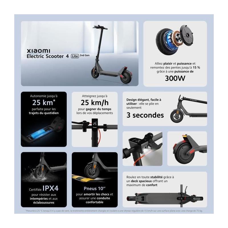 Trottinette électrique XIAOMI Electric Scooter 4 Lite 2nd Gen - Autonomie 25km