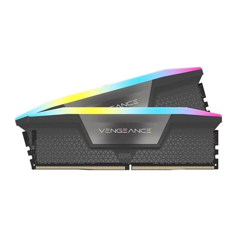 Mémoire RAM CORSAIR Vengeance RGB DDR5 64Go (2x32Go) 6000MHz - Gris