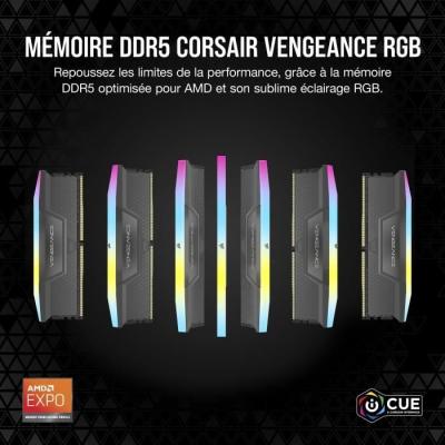 Mémoire RAM CORSAIR Vengeance RGB DDR5 64Go (2x32Go) 6000MHz - Gris