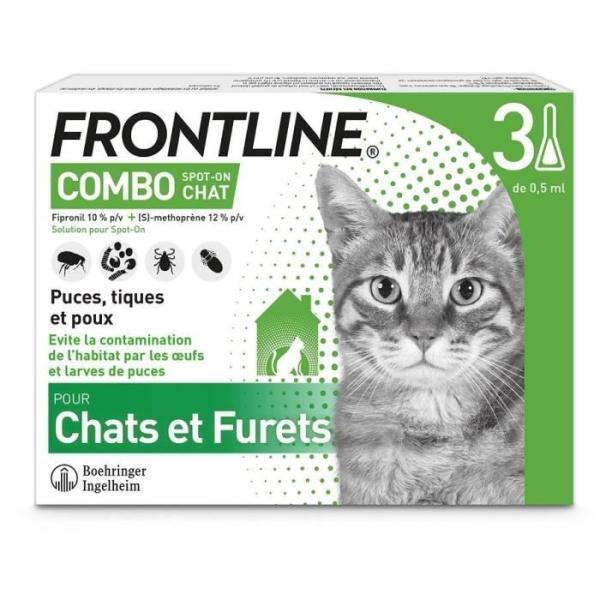FRONTLINE 3 pipettes Combo Chats et Furets - Puces tiques et poux