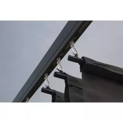 Pergola KIBA avec toit déroulant - Gris - 3 x 3 m : Facile à monter Pergola KIBA avec toit déroulant - Gris - 3 x 3 m : Facile à monter