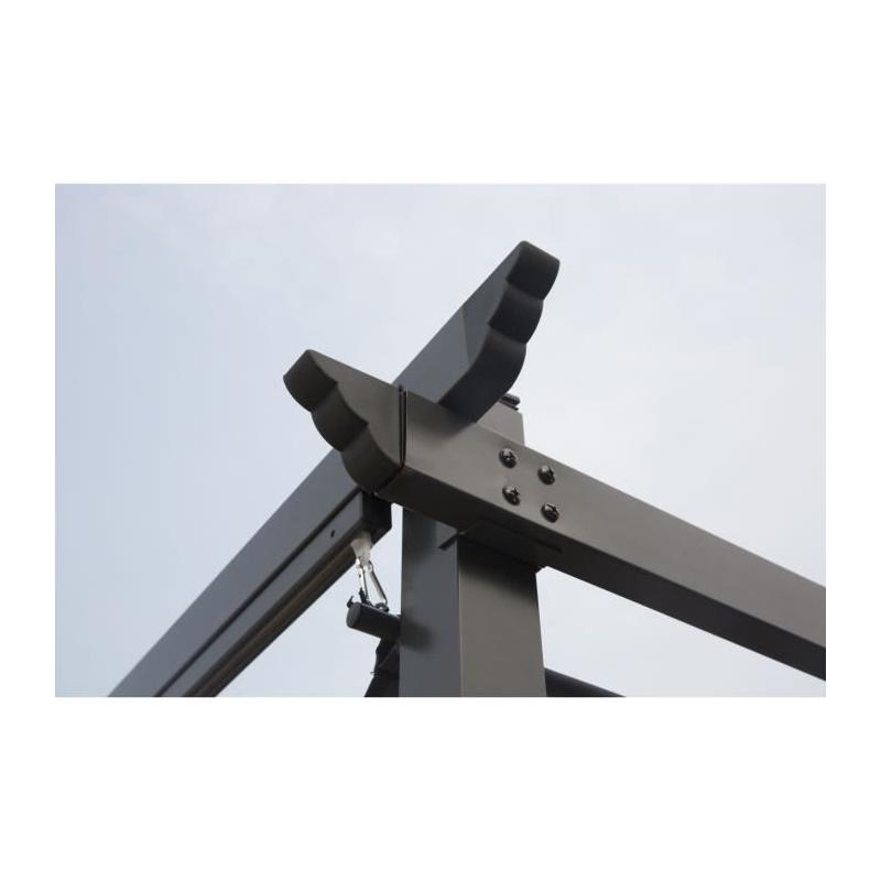 Pergola KIBA avec toit déroulant - Gris - 3 x 3 m : Facile à monter