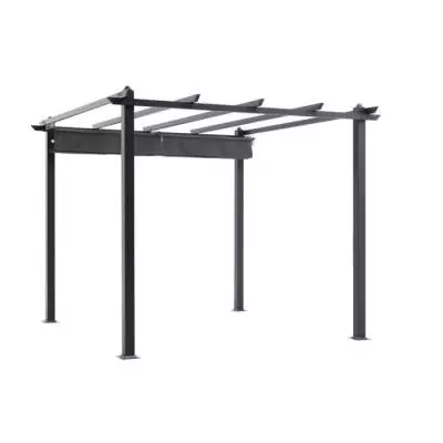 Pergola en aluminium CORDOBA - Gris - 3 x 3 m - Facile à Monter
