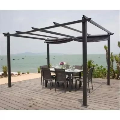 Pergola en aluminium CORDOBA - Gris - 4 x 3 m : design moderne et facile à monter
