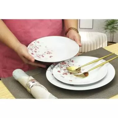 Ensemble de Table 18 pièces Porcelaine Papillons Rouge
