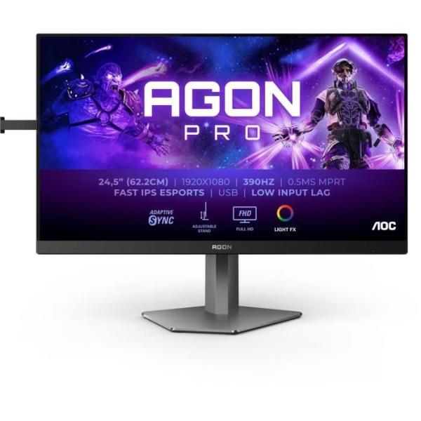 Écran PC - AOC - AG256FS - 24,5 FHD - Dalle IPS - 390Hz - 0,3ms - Ajustable en hauteur - 2 HDMI 1 DP - Adaptive Sync - Noir