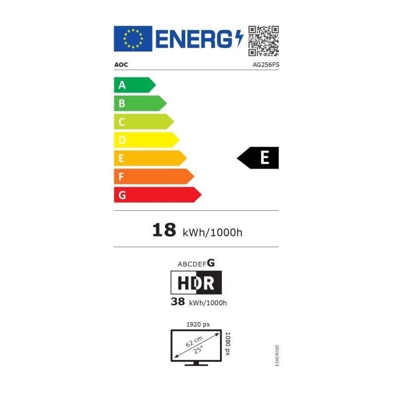 Écran PC AOC AG256FS 24,5 FHD IPS 390Hz 0,3ms - Réglable en hauteur