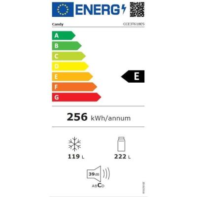 Réfrigérateur combiné 341L CANDY - Argent compact et efficace!