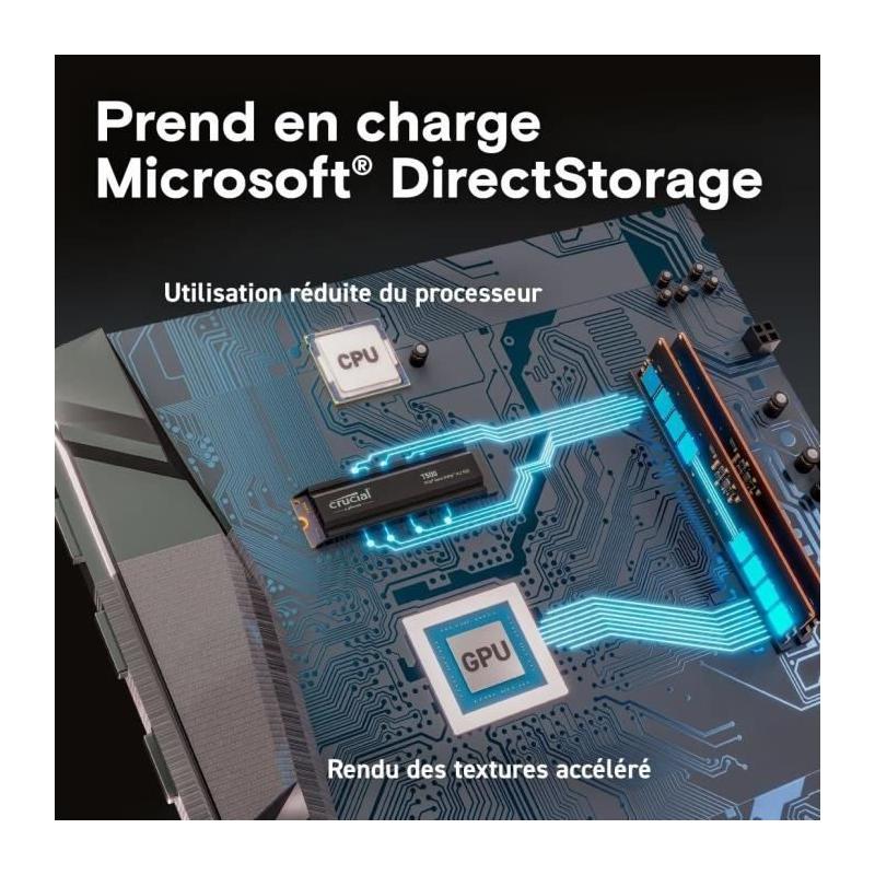 SSD Crucial T500 2To PCIe Gen4 NVMe PS5 - CT2000T500SSD5