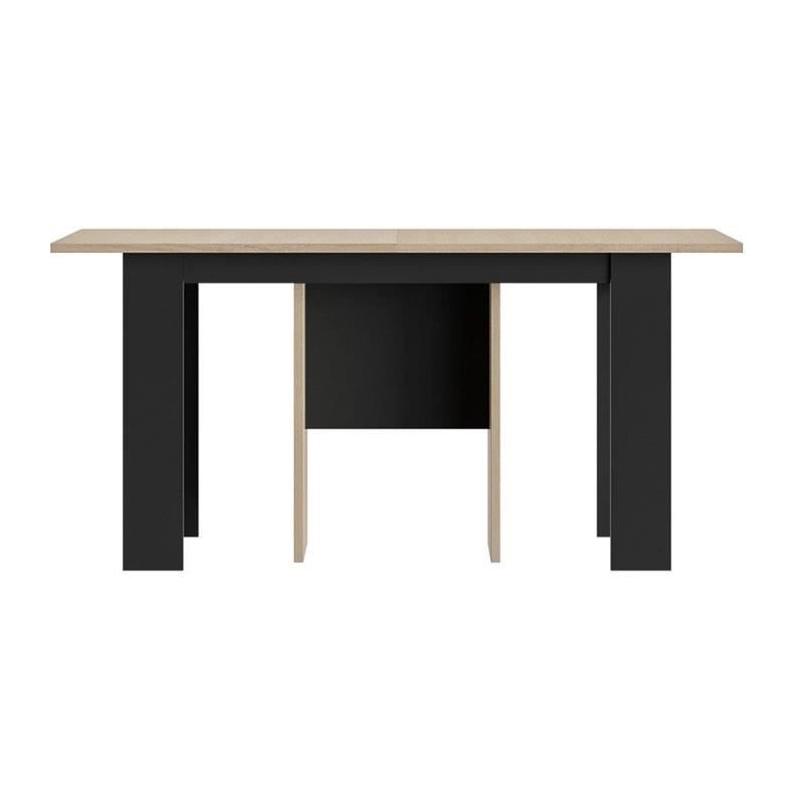 Table console extensible DIAGONE EXIT Chene clair/Noir - Jusqu'a 14 couverts