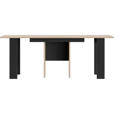Table console extensible DIAGONE EXIT Chene clair/Noir - Jusqu'a 14 couverts
