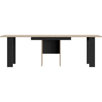 Table console extensible DIAGONE EXIT Chene clair/Noir - Jusqu'a 14 couverts