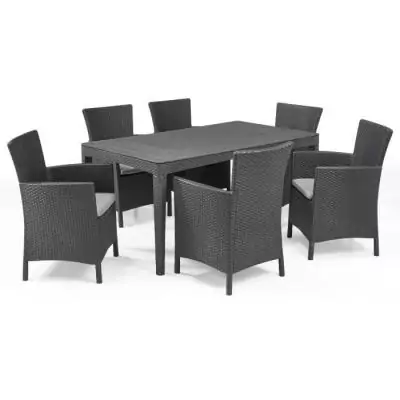 Table de jardin rectangulaire en résine graphite pour 6 personnes - Girona - Allibert by KETER