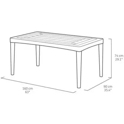 Table de jardin rectangulaire en résine graphite pour 6 personnes - Girona - Allibert by KETER