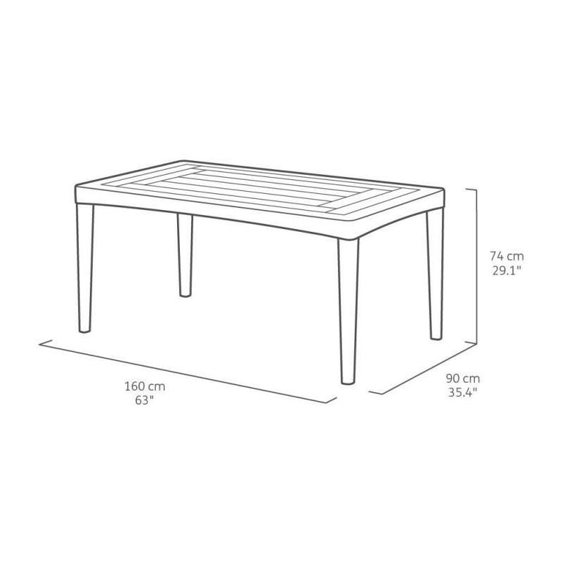 Table de jardin rectangulaire en résine graphite pour 6 personnes - Girona - Allibert by KETER