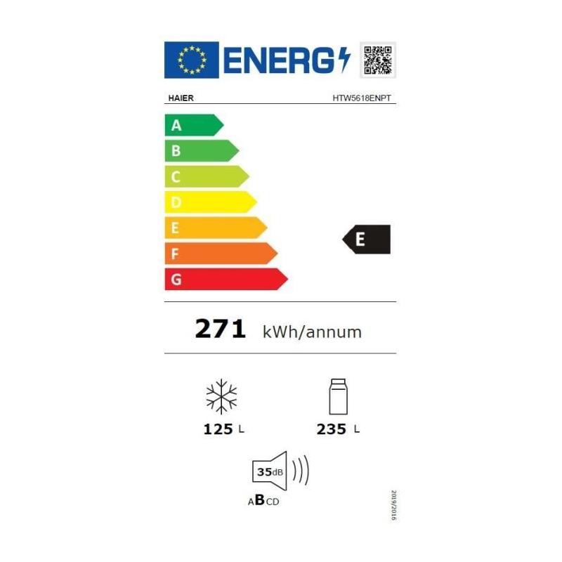 Réfrigérateur Combiné HAIER 3D 60 Series 5 HTW5618ENPT Noir - 360 L